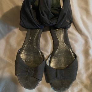 Vintage Fendi open toe flats with ankle strap